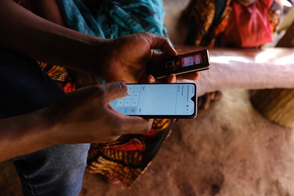 Data collection on old phones in Tanzania